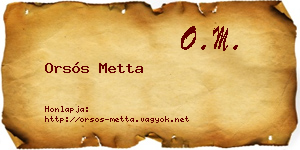 Orsós Metta névjegykártya